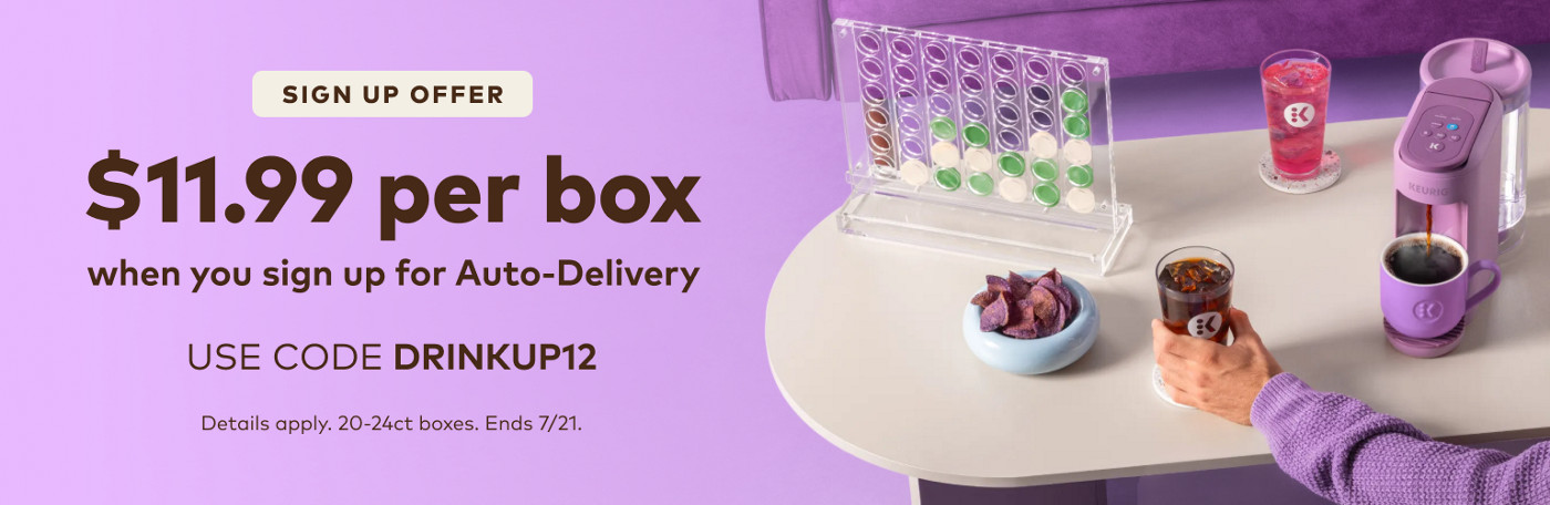 Get select drinkware for $1 when you sign up for Auto-Delivery - use code DRINKUP12