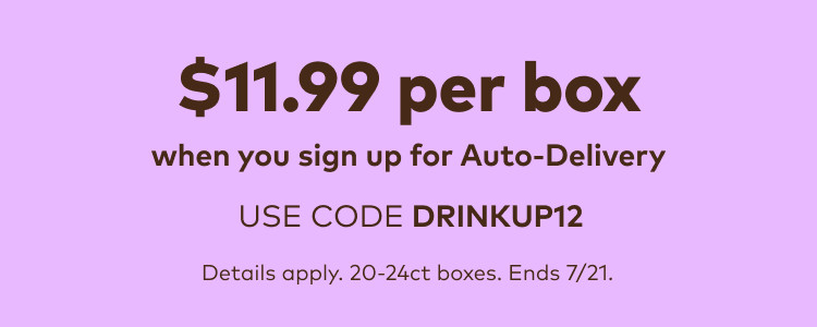 Get select drinkware for $1 when you sign up for Auto-Delivery - use code DRINKUP12