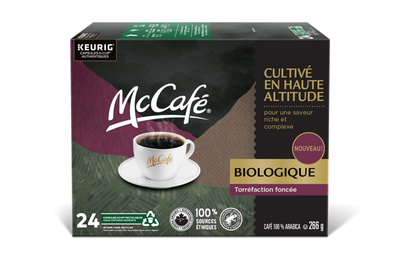 Café biologique cultivé en haute altitude de torréfaction foncée McCafé