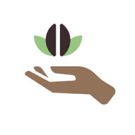 hand with coffee bean icon