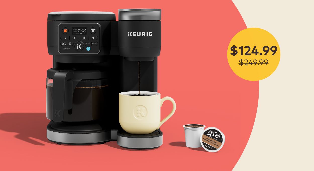 Get a coffee maker at 50% off + 15% off beverages with our Keurig® Starter Kit