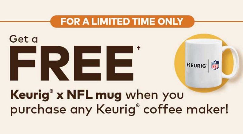 Keurig® x NFL Mug - Enjoy a complimentary Keurig® x NFL mug when you buy any Keurig® coffee maker