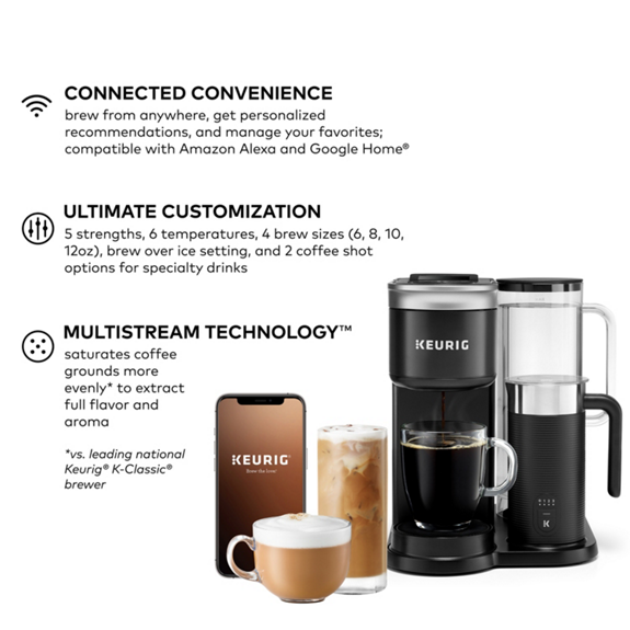 Keurig K-Latte Single Serve K-Cup Coffee and Latte Maker, Comes with Milk Frother, Compatible With all Keurig K-Cup Pods, Black