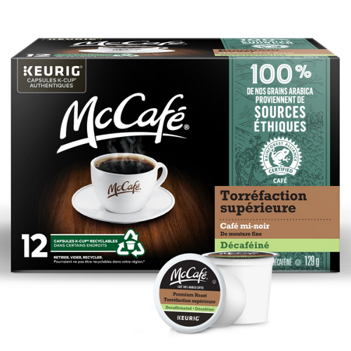 Café de torréfaction supérieure McCafé décaféiné en capsules K-Cup®