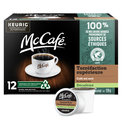 Café de torréfaction supérieure McCafé décaféiné en capsules K-Cup®