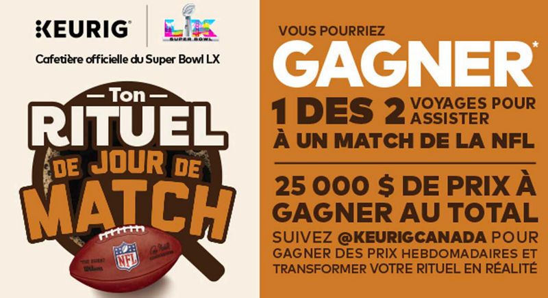 Concours NFL - Marquez des points! Chaque achat d'une cafetière vous donne 5 participations au concours