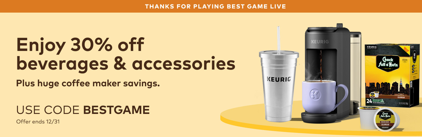 Enjoy 30% off beverages & accessories - use code BESTGAME. ends 12/31/26.