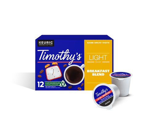 Timothy's® Breakfast Blend Light Roast Coffee (12ct) K-Cup® pods box