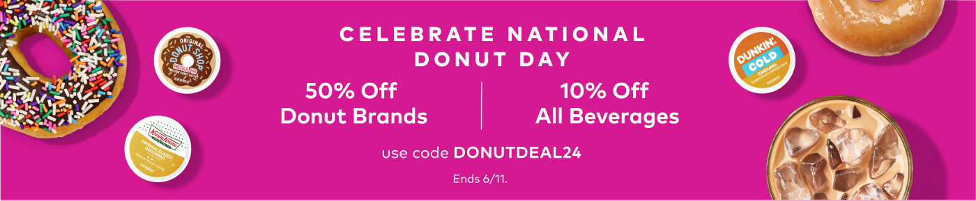 50% Off Donut Brands with code SAVETODAY15 or 10% Off All Beverages with code DONUTDEAL24