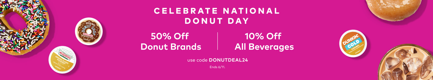50% Off Donut Brands with code SAVETODAY15 or 10% Off All Beverages with code DONUTDEAL24