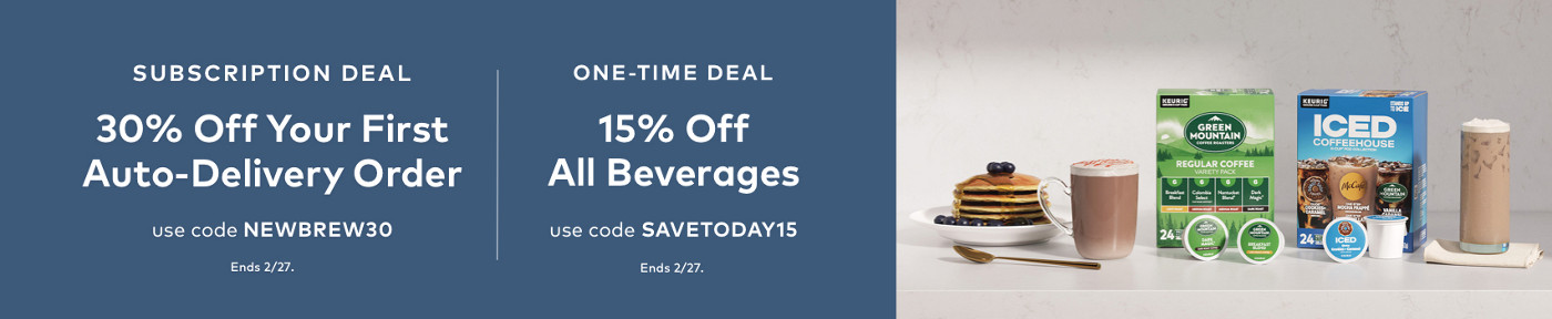 30% Off Your First Auto-Delivery Order with code NEWBREW30 or 20% Off All Beverages with code SAVETODAY20