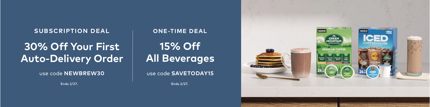 30% Off Your First Auto-Delivery Order with code NEWBREW30 or 20% Off All Beverages with code SAVETODAY20