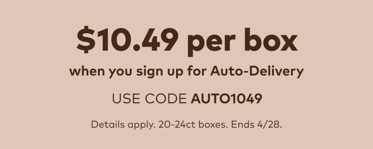 $10.49 off your first auto-delivery order with code fourfifteentwentysixbev