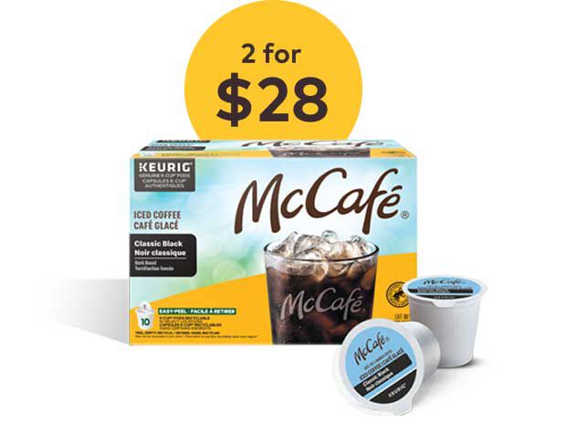 2 for $28 — McCafé® Classic Black Iced Coffee K-Cup® pods