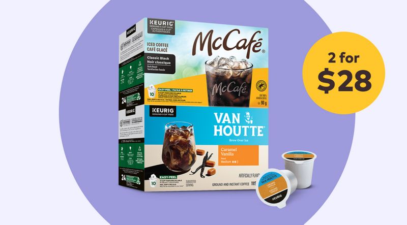 Cool Brews, Hot Deals — 2 for $28: Any 10ct McCafé® & Van Houtte® Brew Over Ice K-Cup® pod boxes