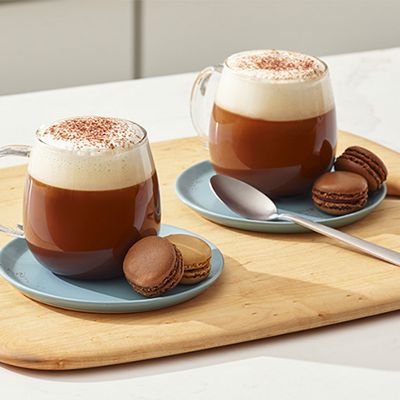 Image d'un Latte chocolat chaud + café