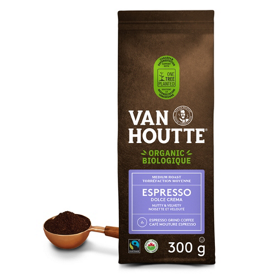 Van Houtte Espresso Dolce Crema Organic Fairtrade Medium Roast Espresso Ground