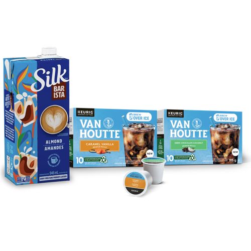 Van Houtte® Brew Over Ice Caramel Vanilla and Dark Chocolate Coconut with Silk Barista Almond