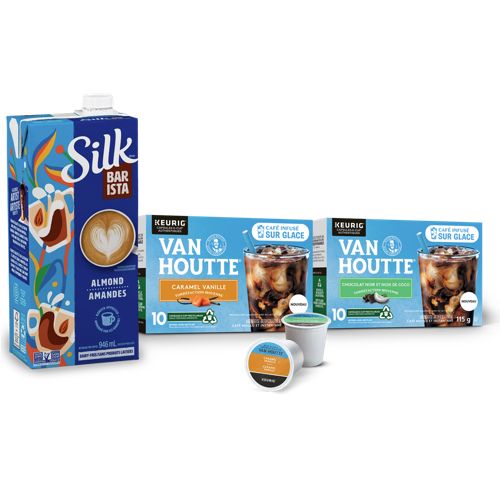 Van Houtte® Café infusé sur glace Caramel Vanille et Chocolat noir Noix de coco avec Silk Barista aux Amandes