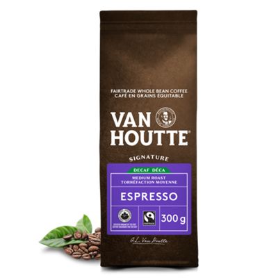 Van Houtte Café Espresso Décaf Biologique Fairtrade Signature de Torréfacation Foncée en Grains